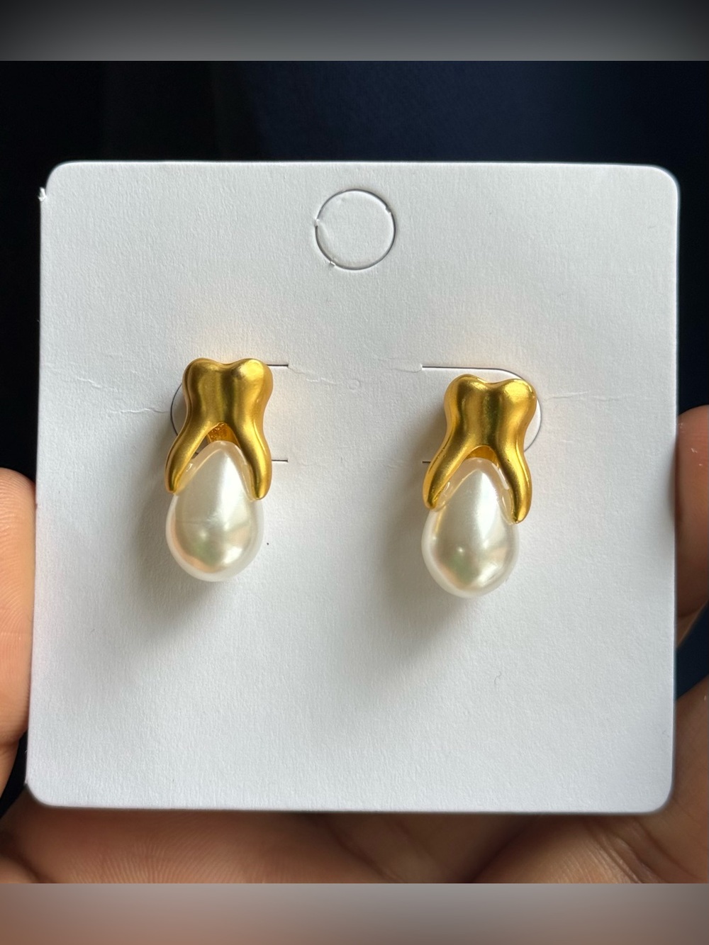 Schiaparelli Inspired Gold Pearl Drop Earrings